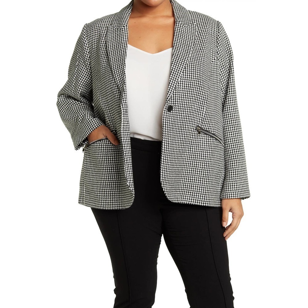 T TAHARI One Button Peak Lapel Zip Pocket Blazer Size 22W